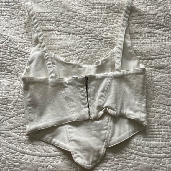 ZARA White Denim Corset Crop Top - XS - Picture 5 of 7